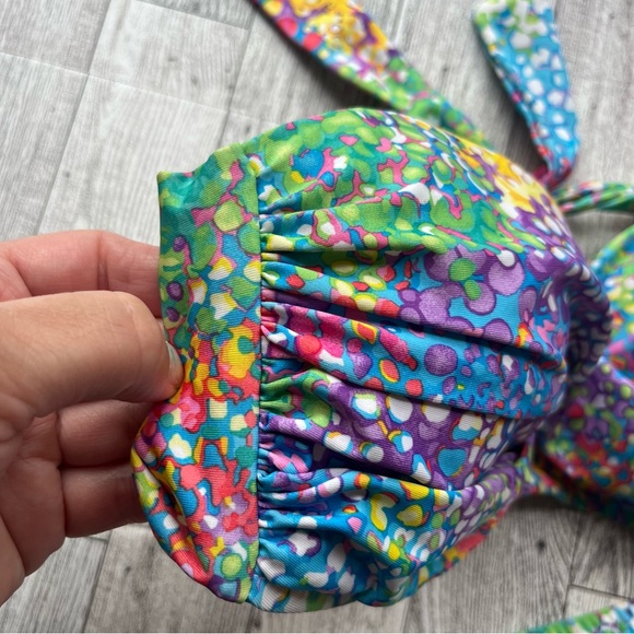 ABS Allen Schwartz bright colorful pattern twist bandeau style bikini size 6 - Picture 4 of 13